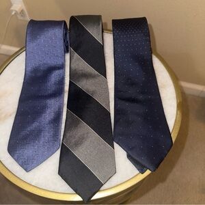 Oscar de la Renta Silk Tie Set of 3 Blue Black Gray